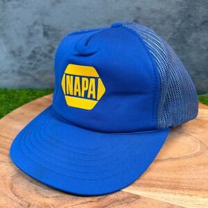 Vintage NAPA Auto Parts Trucker Hat Blue Mesh Snapback The Louisville Line Mens